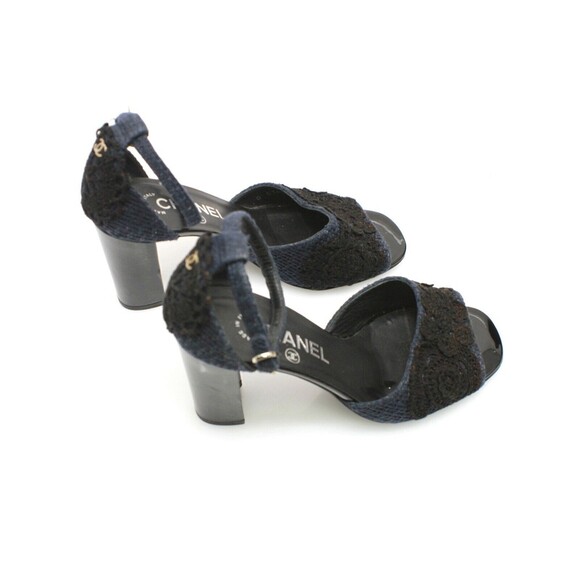 Chanel Black and Blue Sequin Edge Sandals size 36 - Picture 6 of 9
